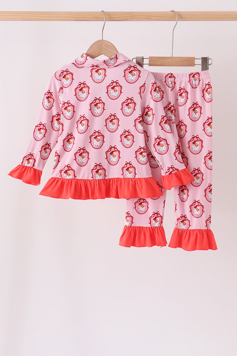 Pink Santa Bamboo Pajama Set