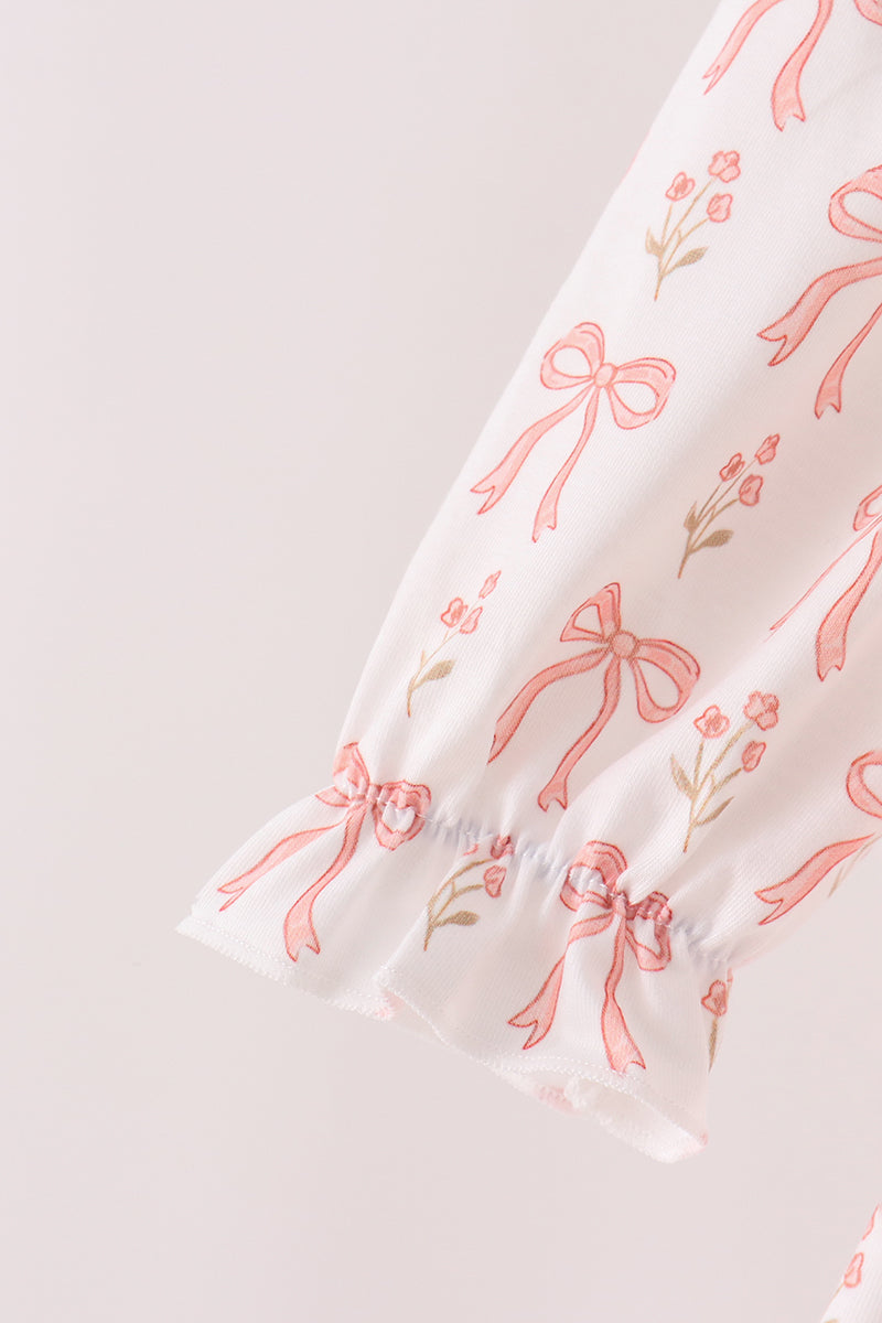 Bow Embroidered Ruffle Dress