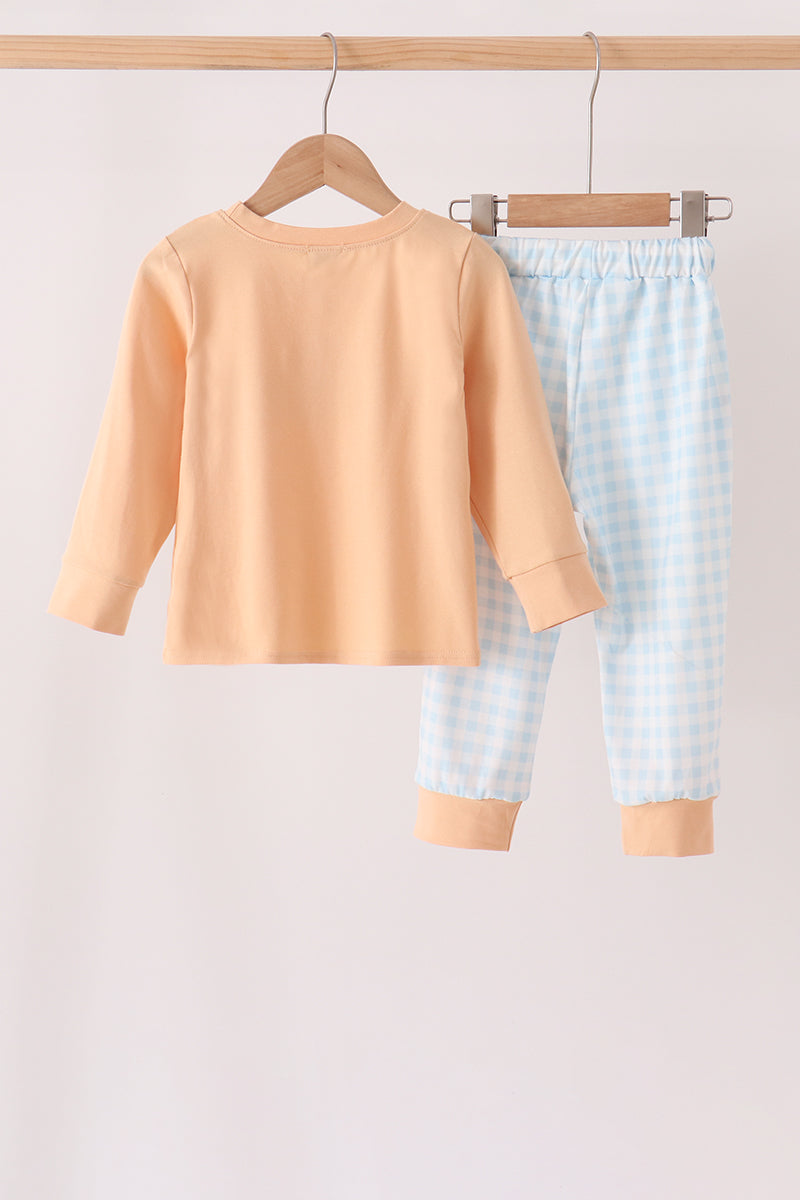 Pumpkin Pie Bow Embroidered Pants Set