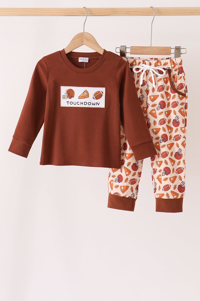 Football Embroidered Pants Set