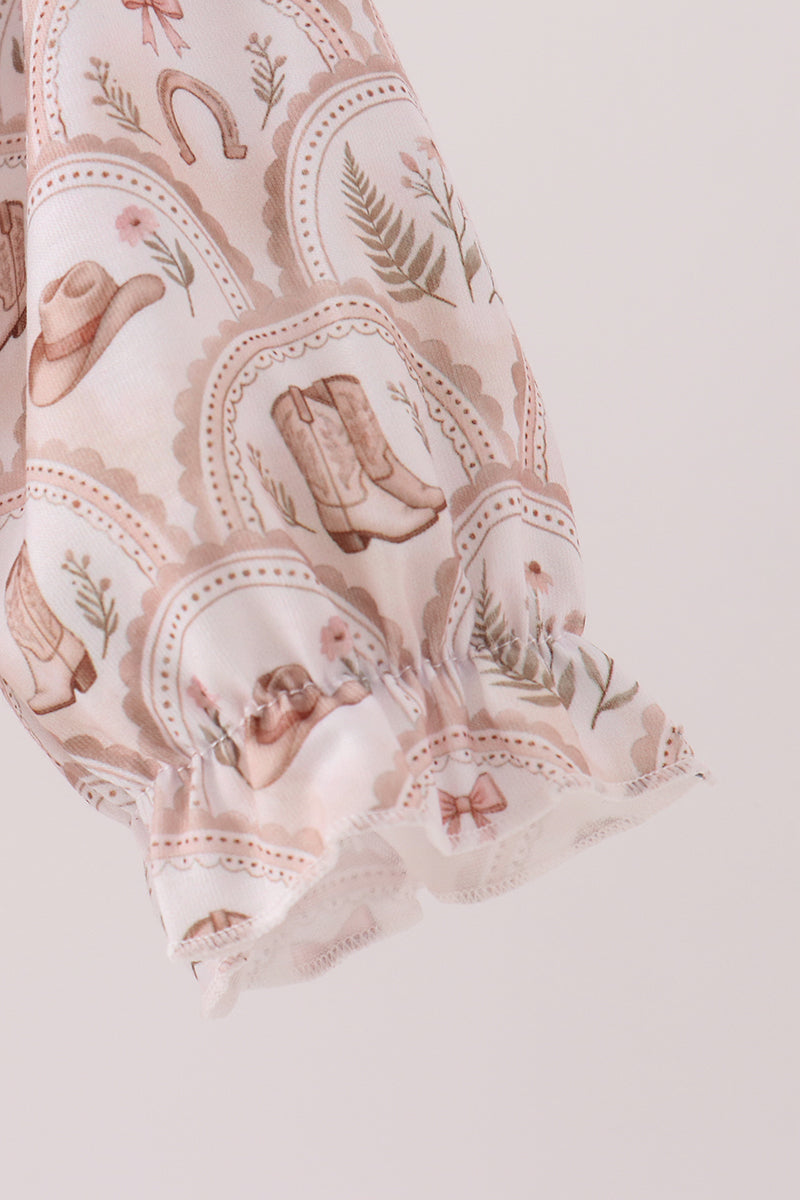 Howdy Y'ALL Embroidered Ruffle Bubble