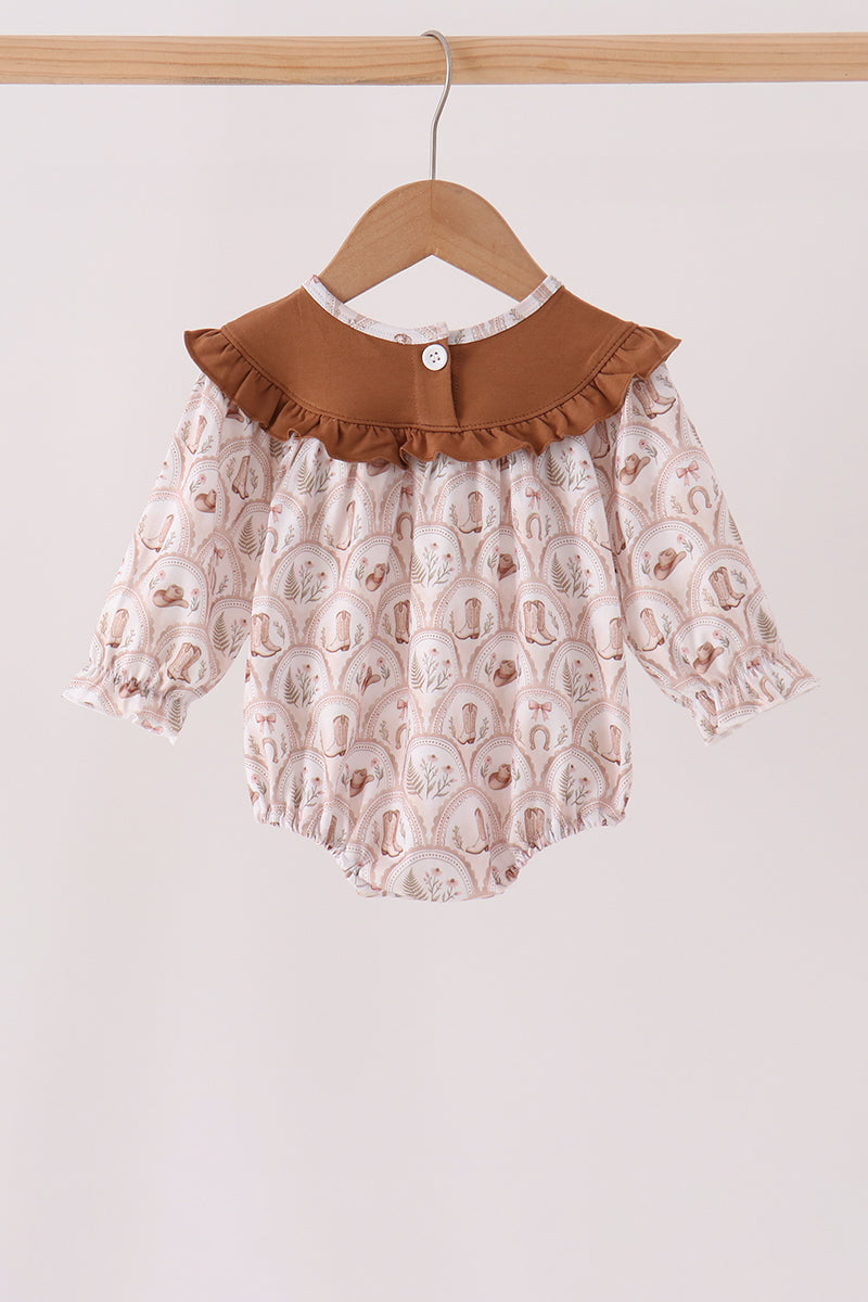 Howdy Y'ALL Embroidered Ruffle Bubble