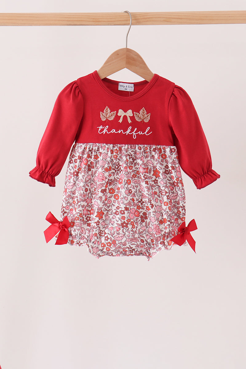 Maroon Thankful Embroidered Bubble