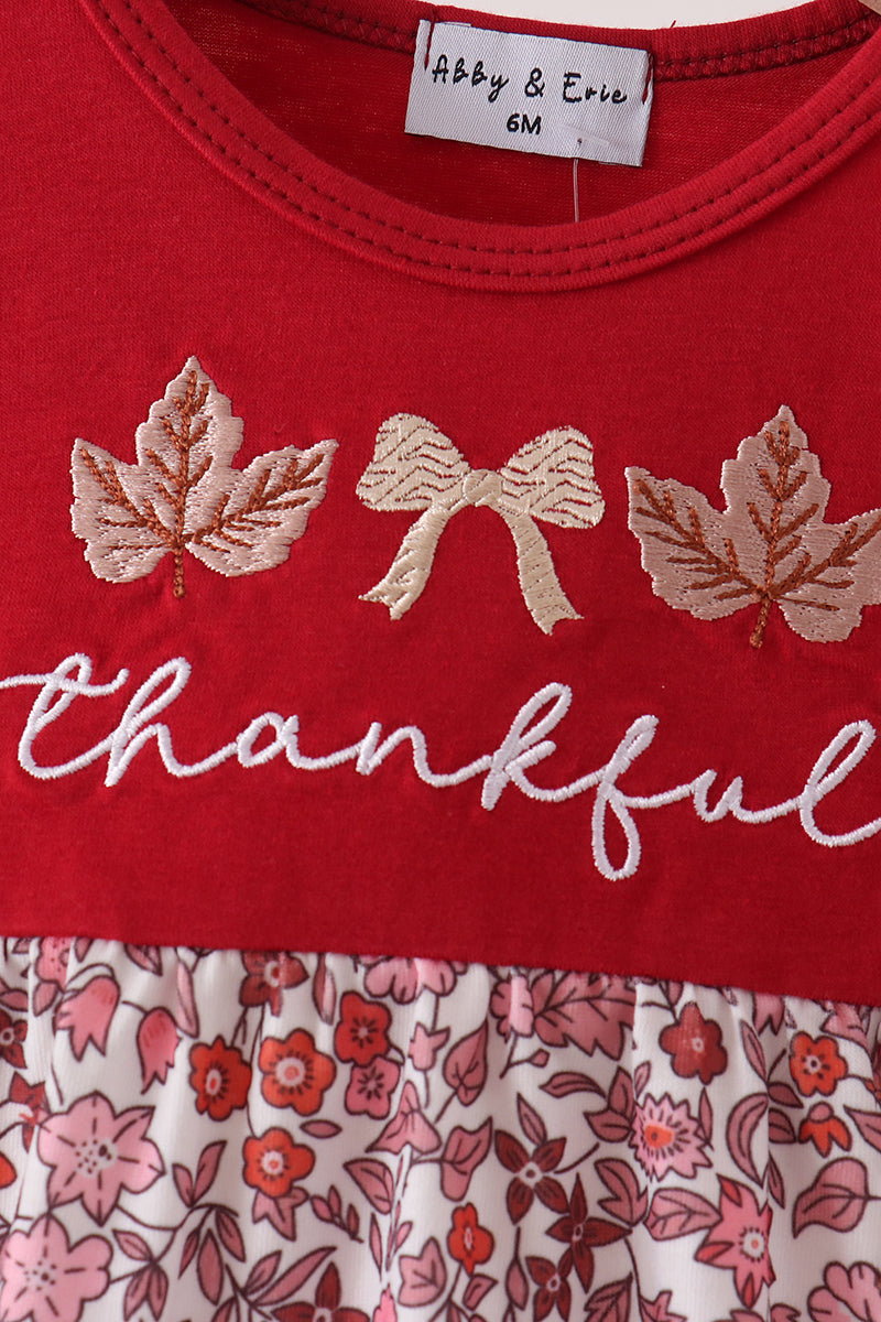 Maroon Thankful Embroidered Bubble