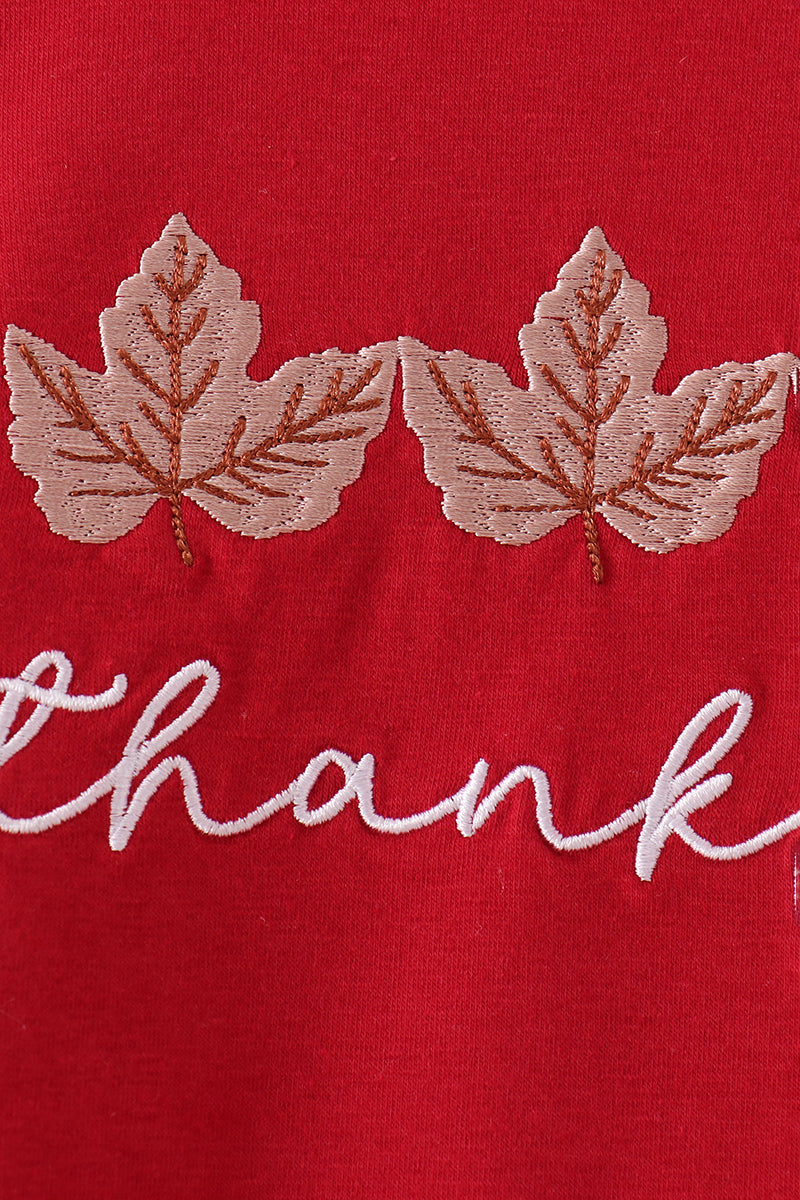 Thankful Leaves Embroidered Pants Set