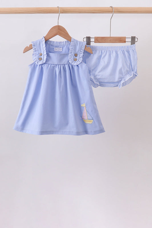 Sailboat Embroidered Bloomer Set