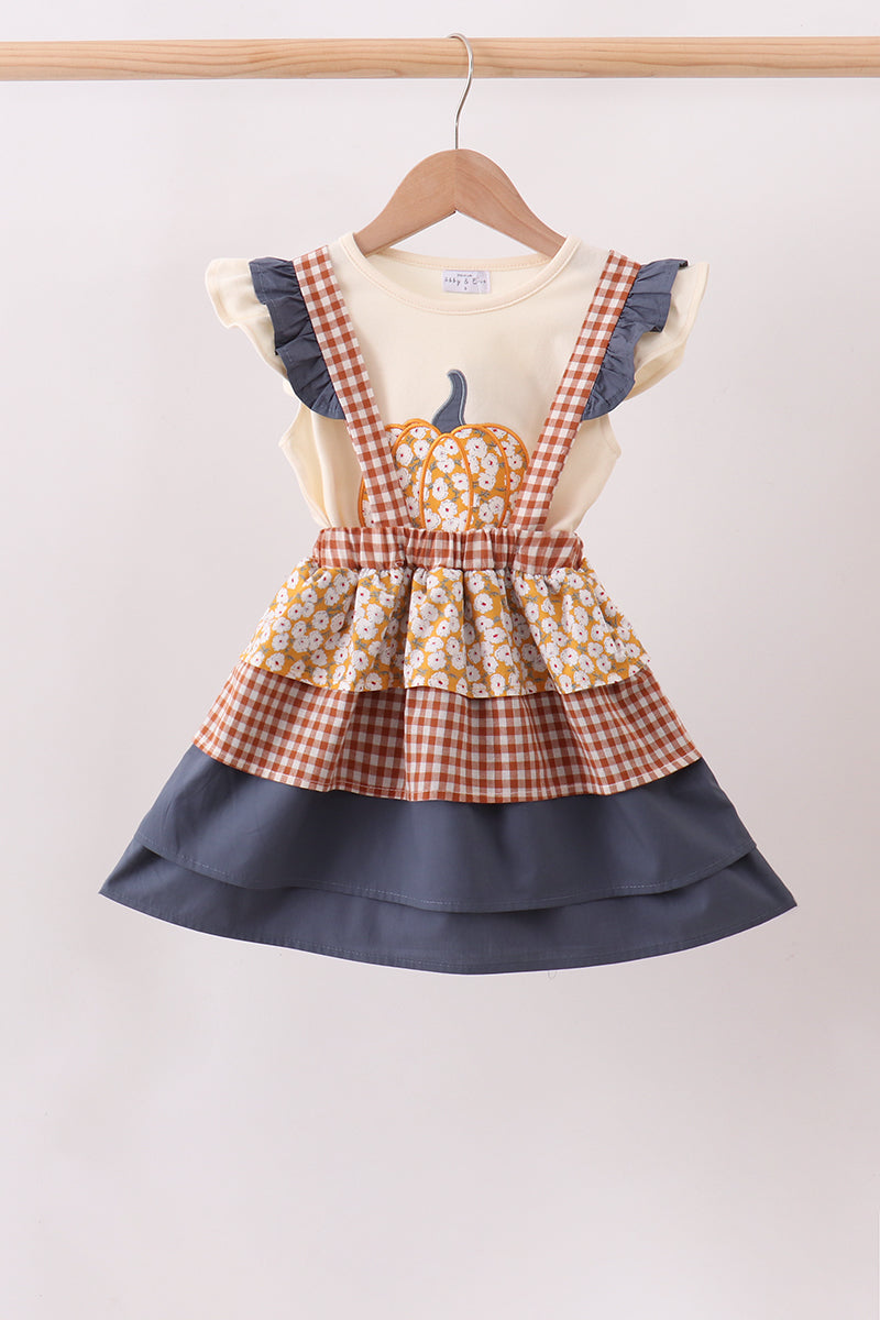 Pumpkin Floral Ruffle Set