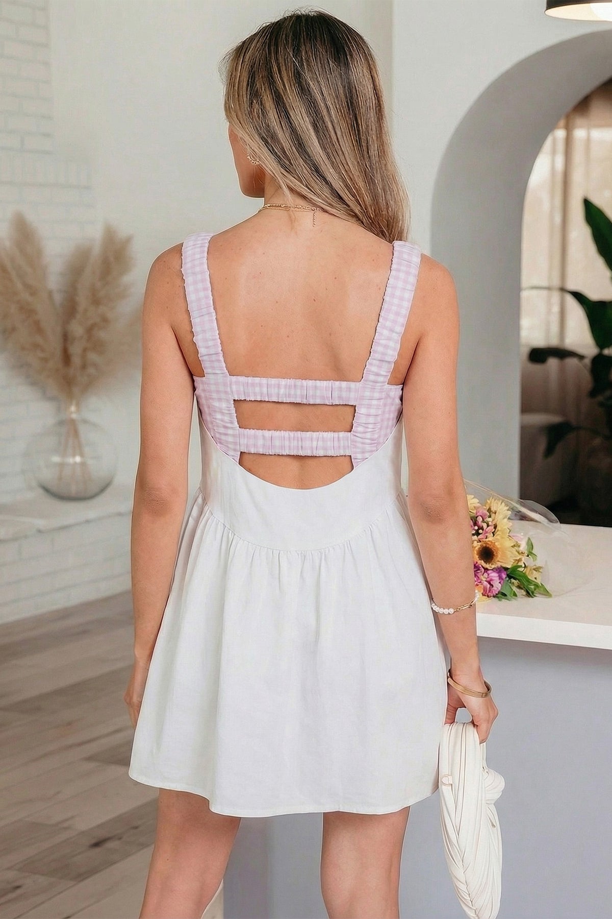 Two Piece Gingham Loose Mini Dress