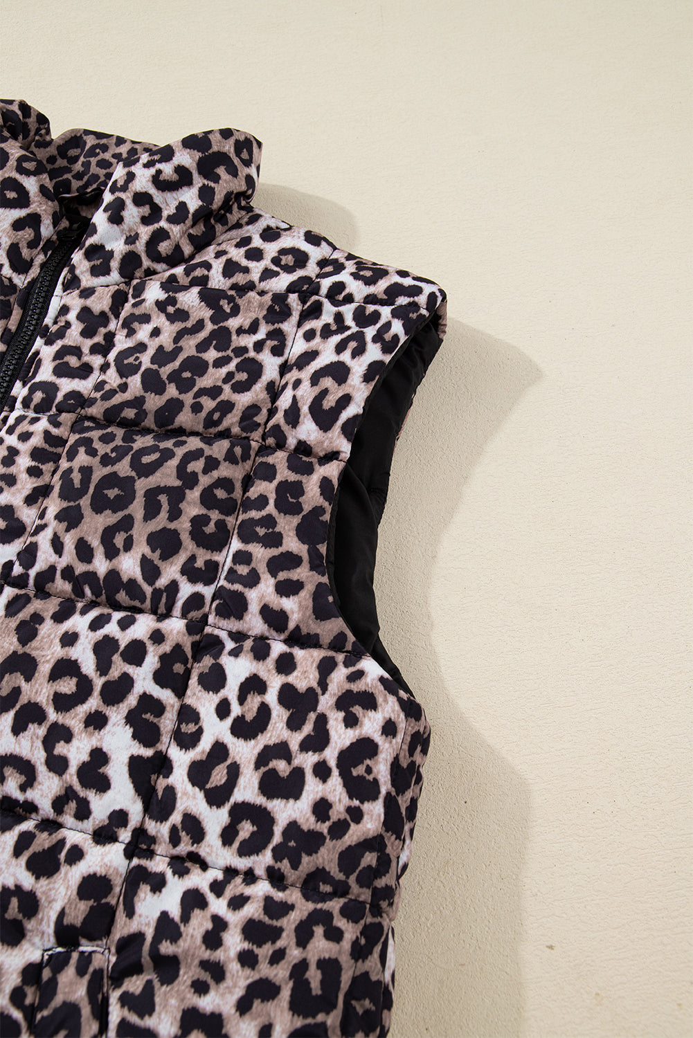 Leopard Quilted Puff Vest