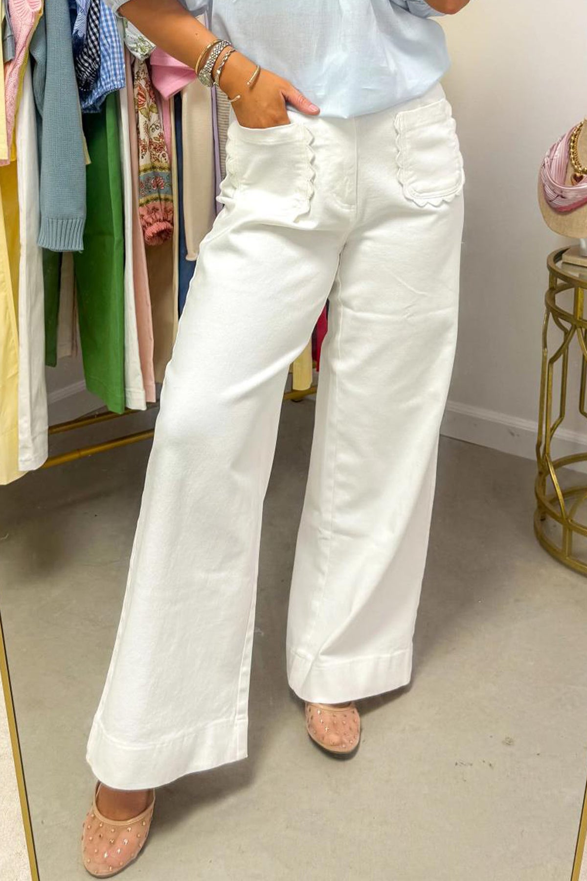 Scalloped Pocket Shift Jeans