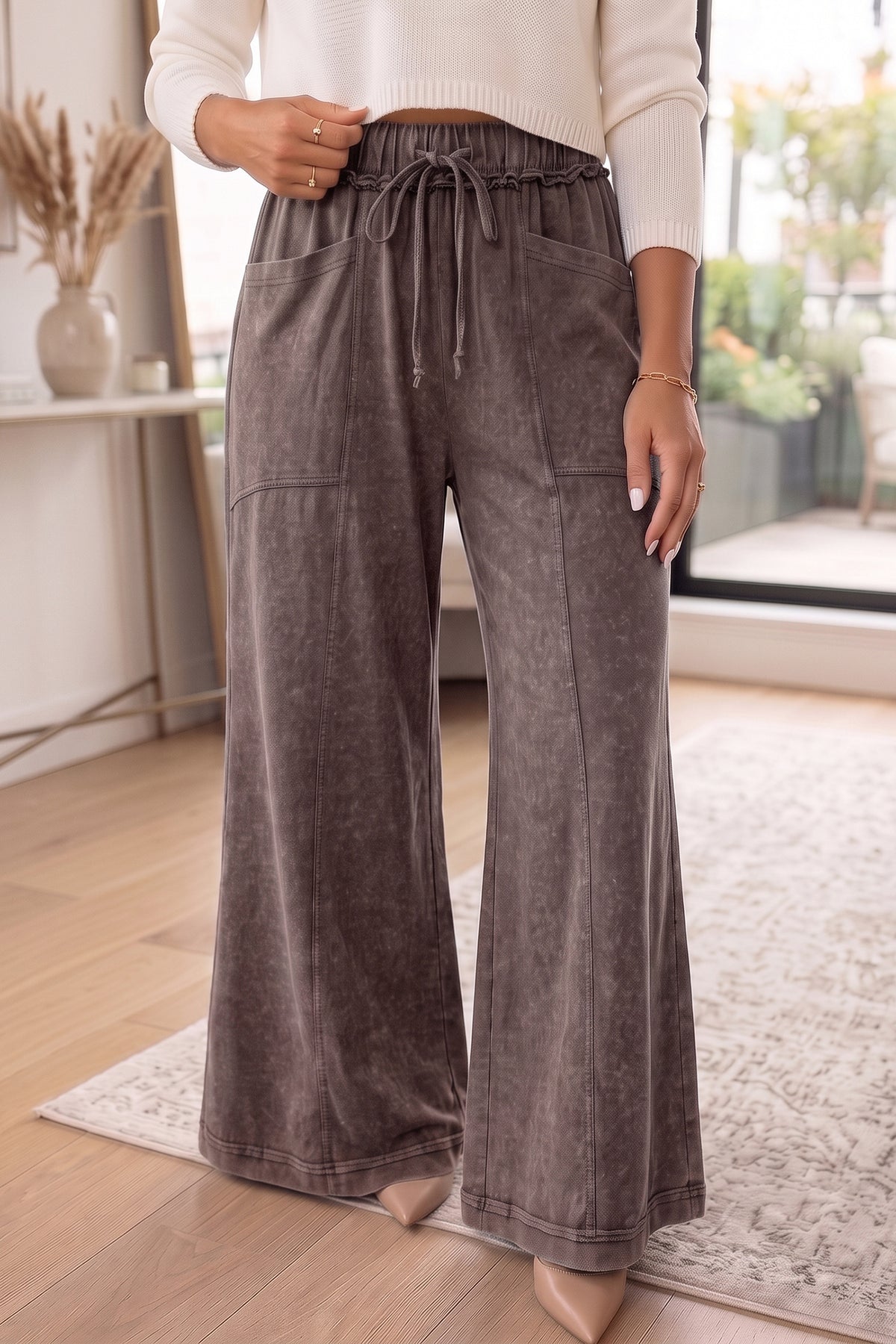 Flare Leg Drawstring Pants