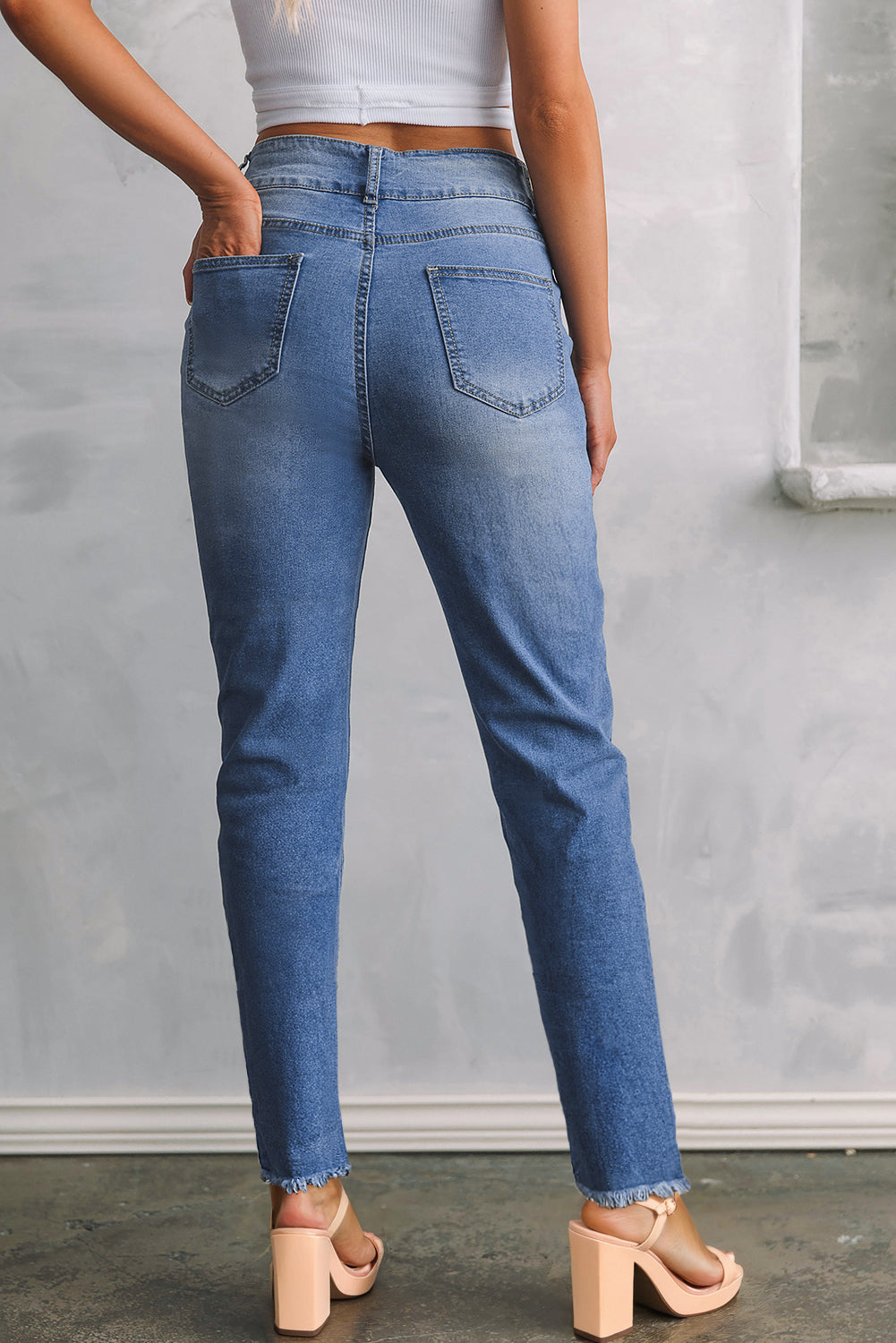 Raw Hem Slim Fit Jeans
