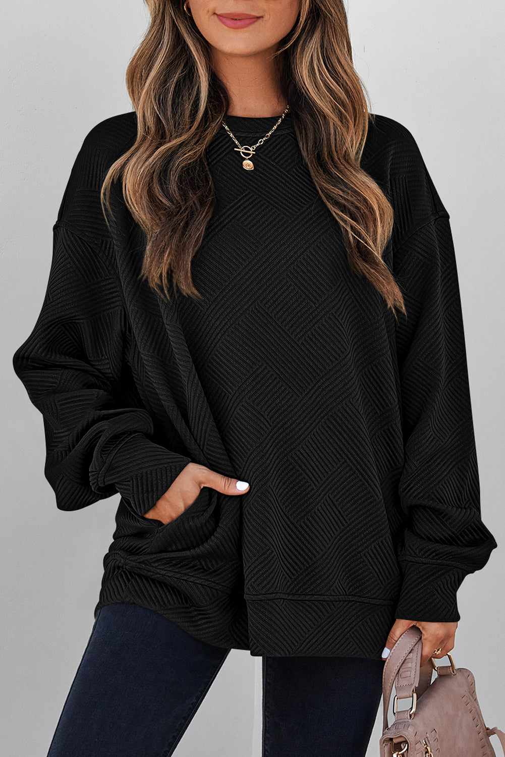 Textured Pullover Sweatshirt