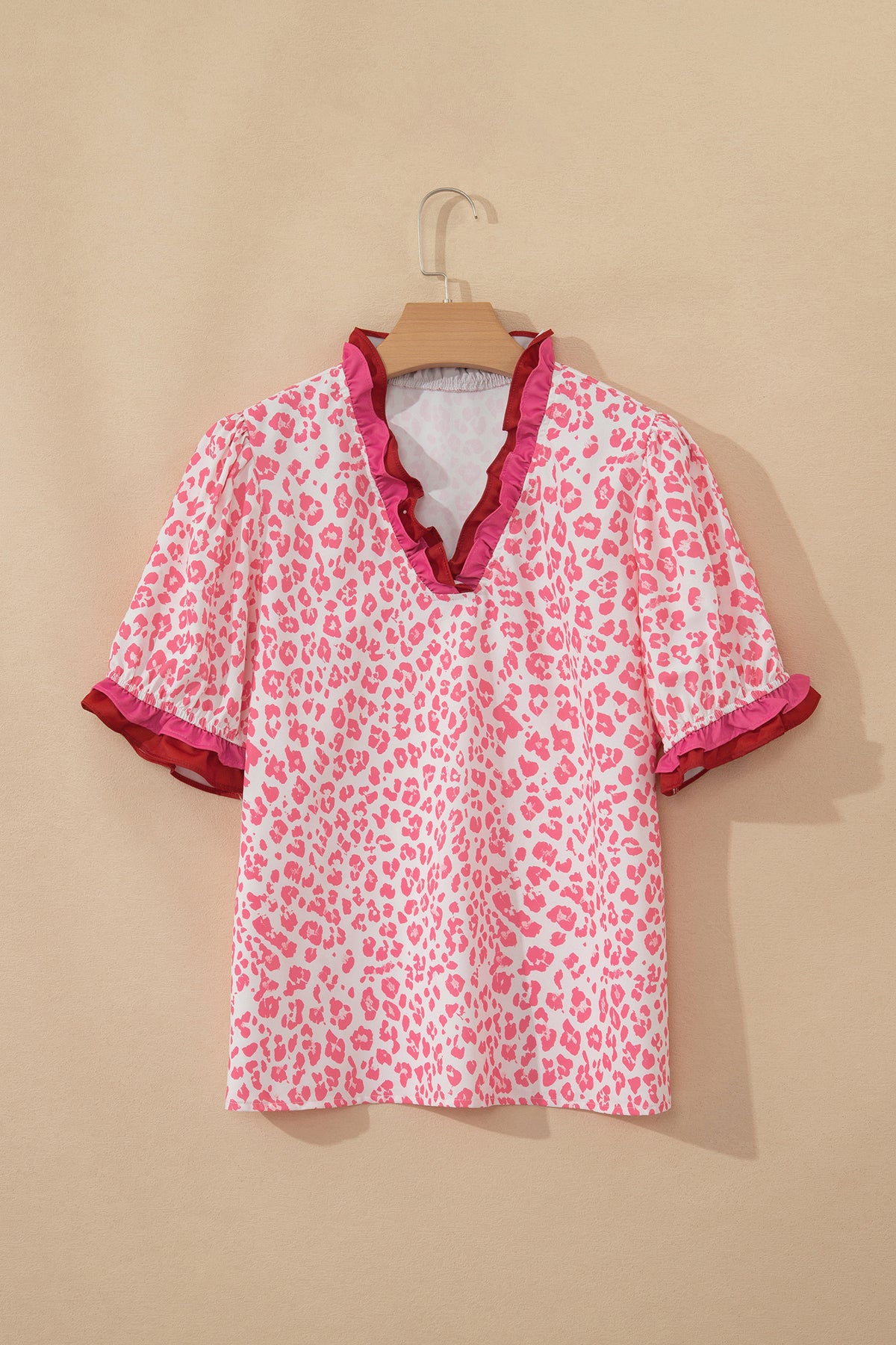 Leopard Print Short Sleeve Blouse