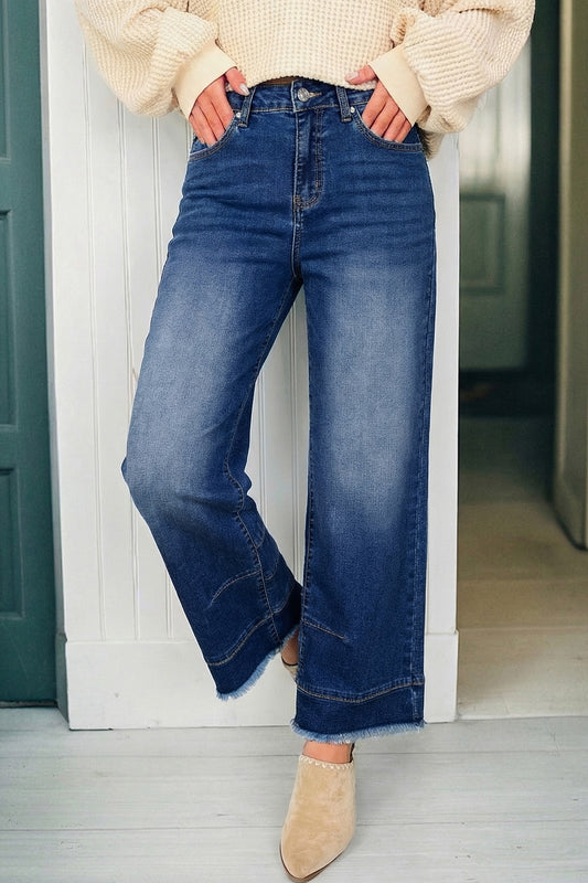 Chic Seam Hem Ankle Length Jeans