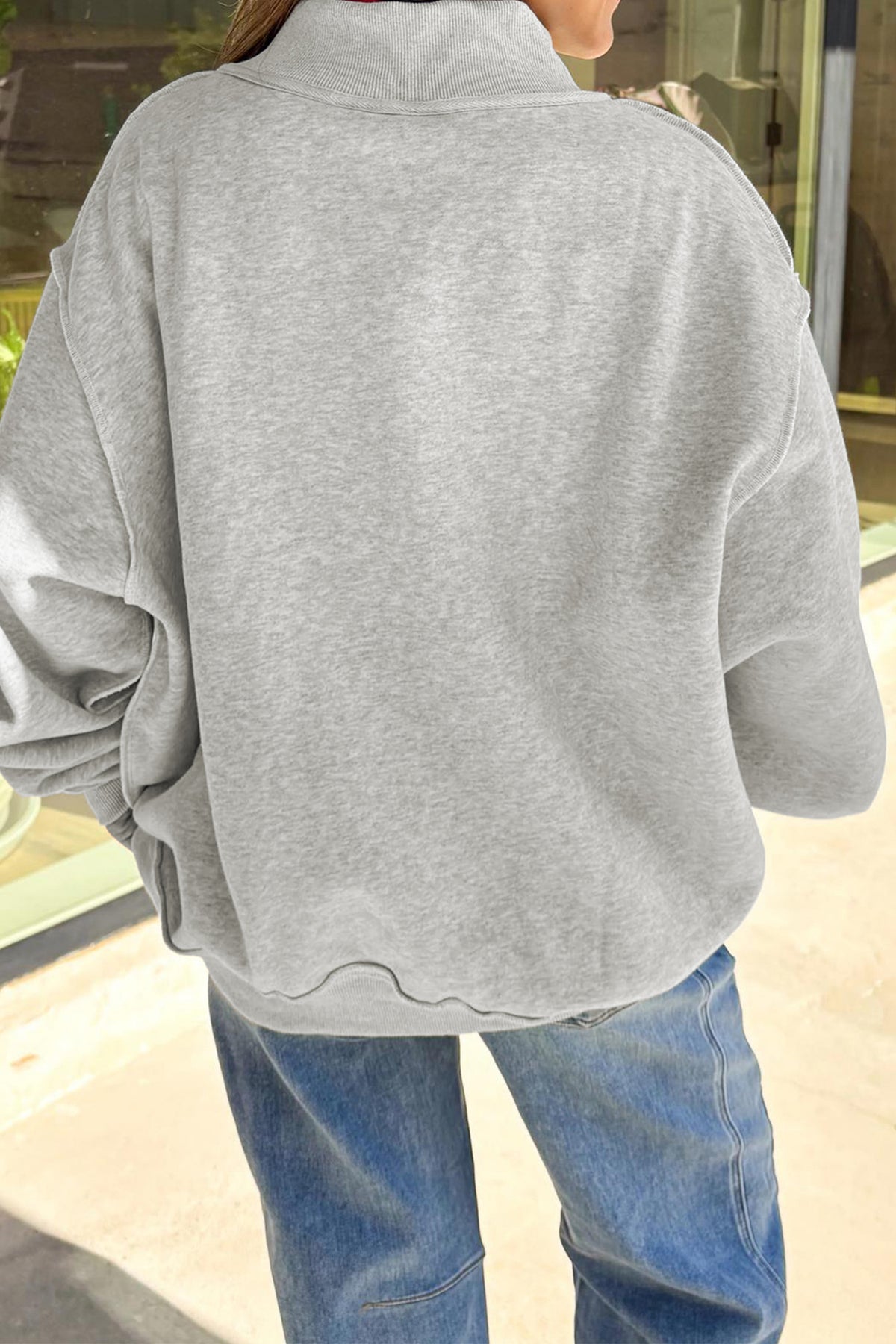 Light Grey High Neck Reversible Sweatshirt