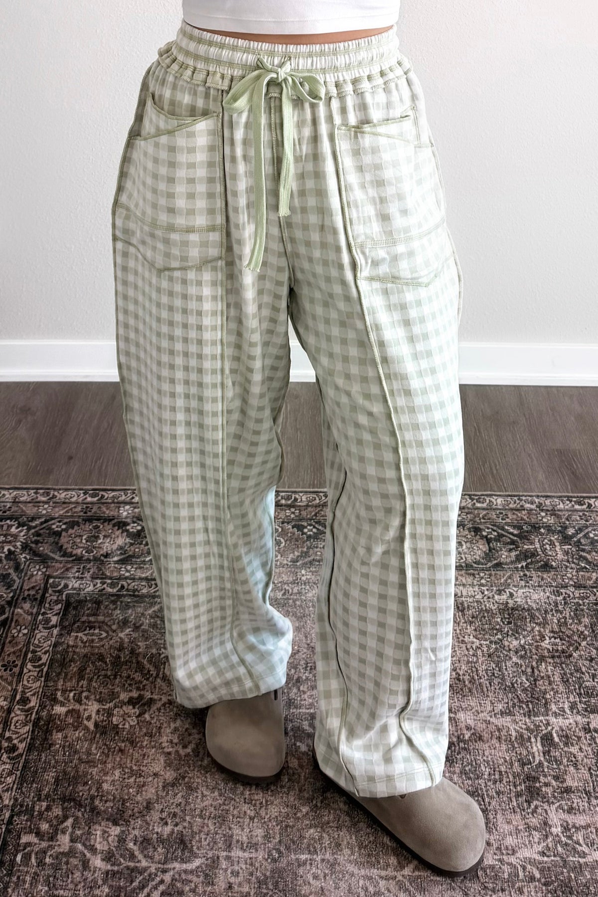 Plaid Drawstring Pants