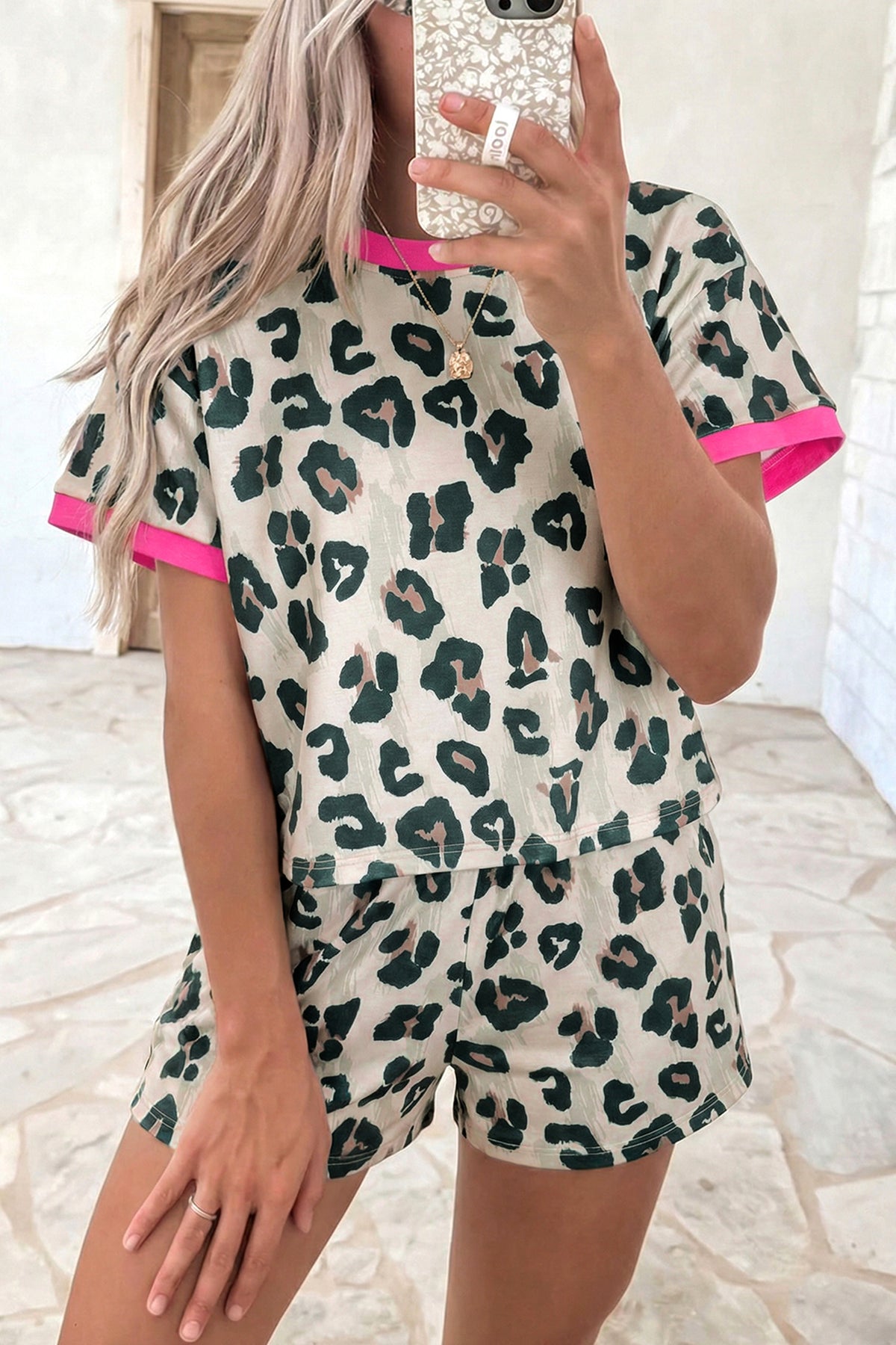 Leopard Print Top w/ Short Set