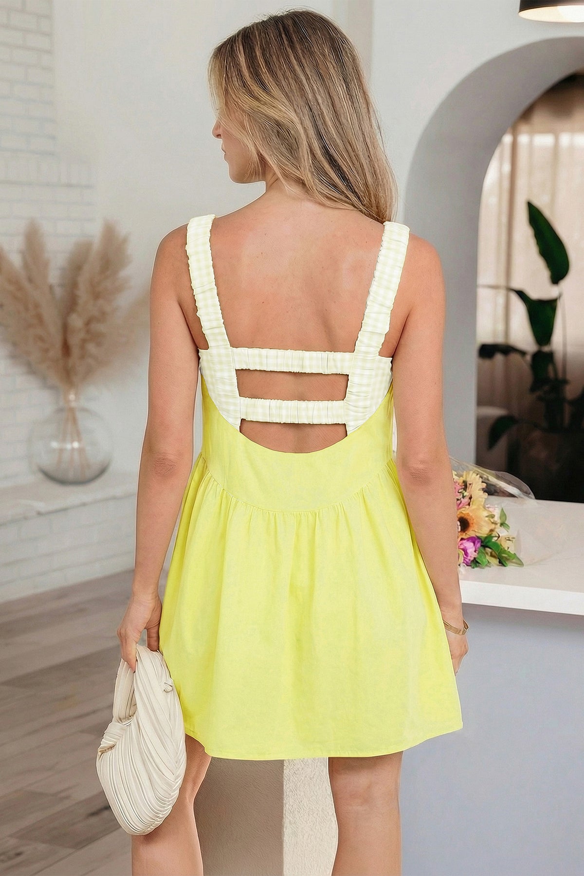 Two Piece Gingham Loose Mini Dress
