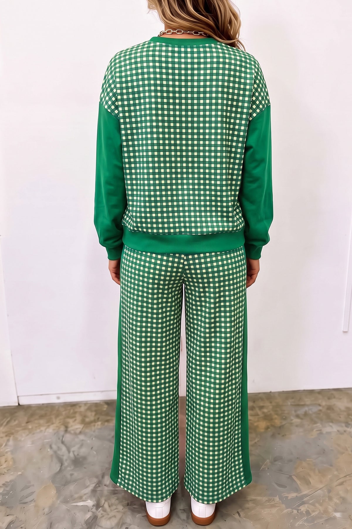 Plaid Long Sleeve Pullover & Pant Set
