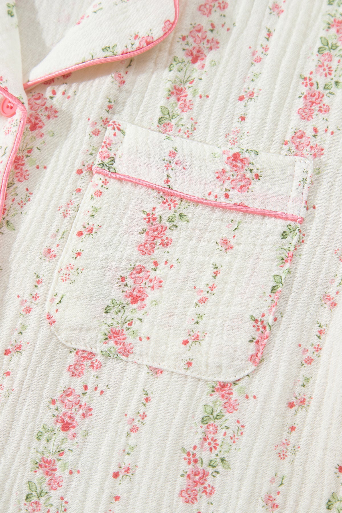 Floral Print Shirt Pajama Pant Set