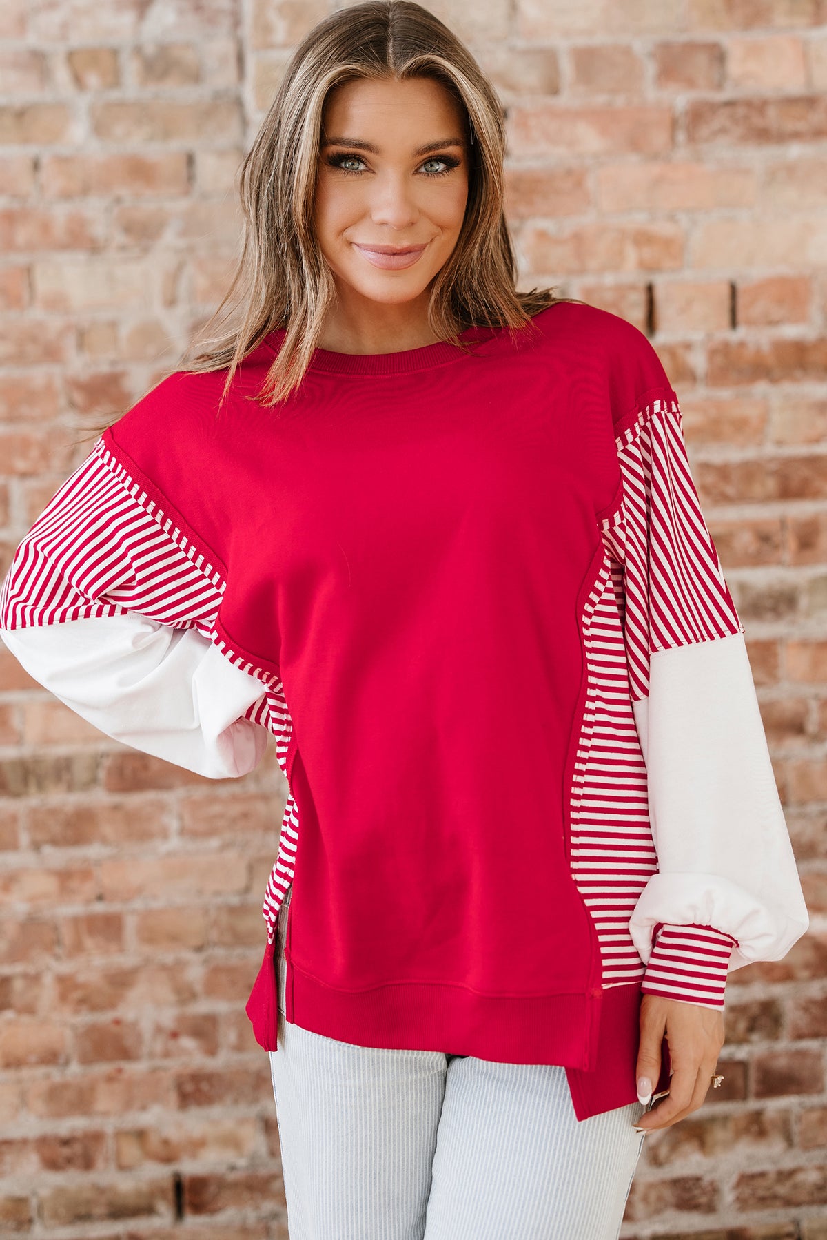 Striped Patchwork Sweatshirt