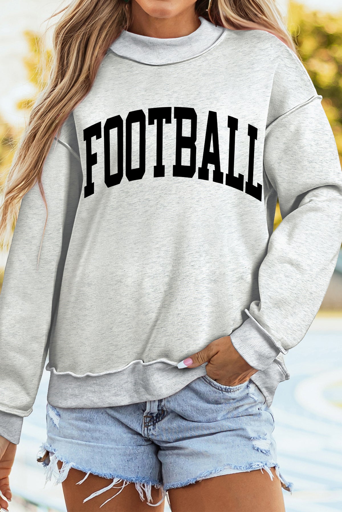 Light Grey High Neck Reversible Sweatshirt