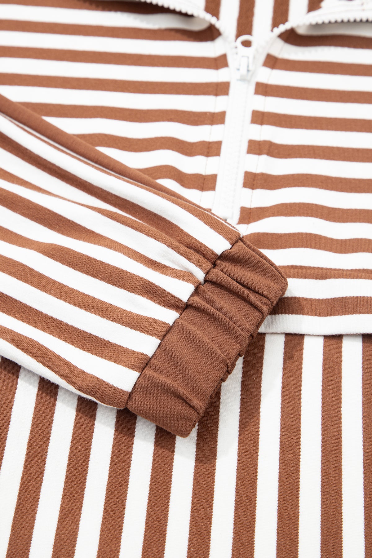 Stripe Quarter Zip Pullover w/Shorts Set