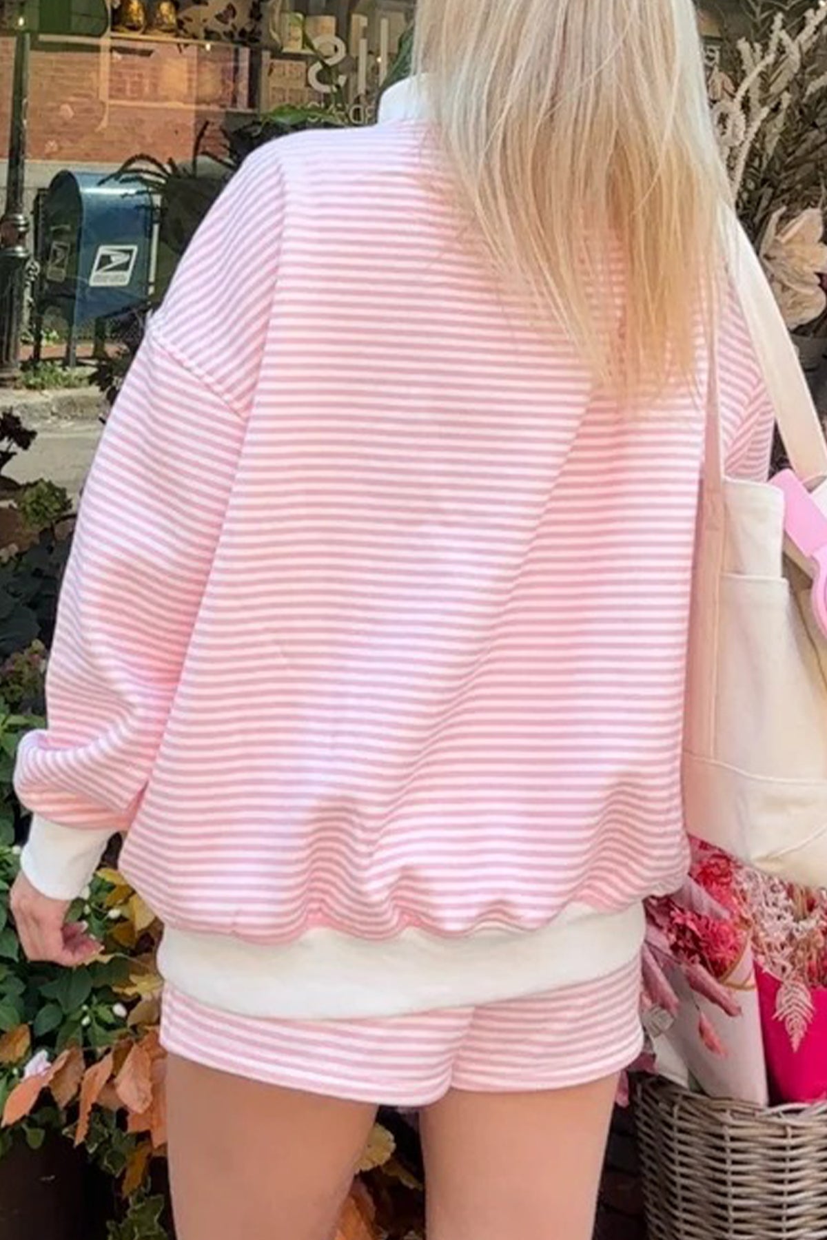 Mock Neck Sweatshirt and Shorts Set