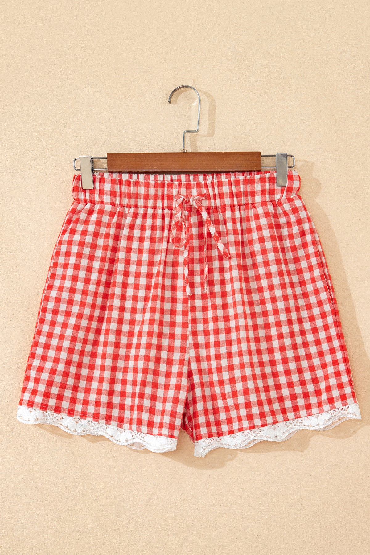 Plaid Tie Hem Casual Shorts