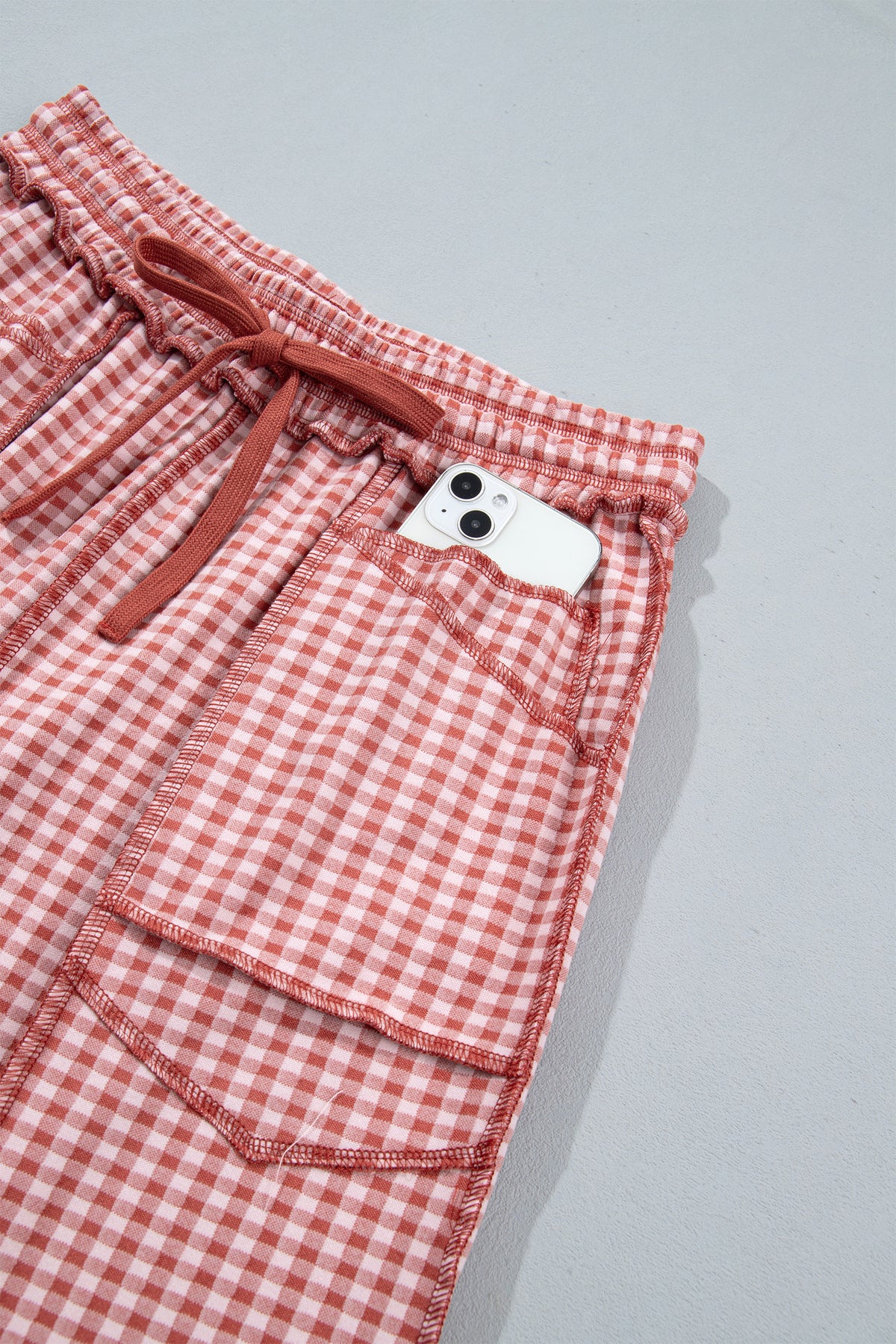 Plaid Drawstring Pants