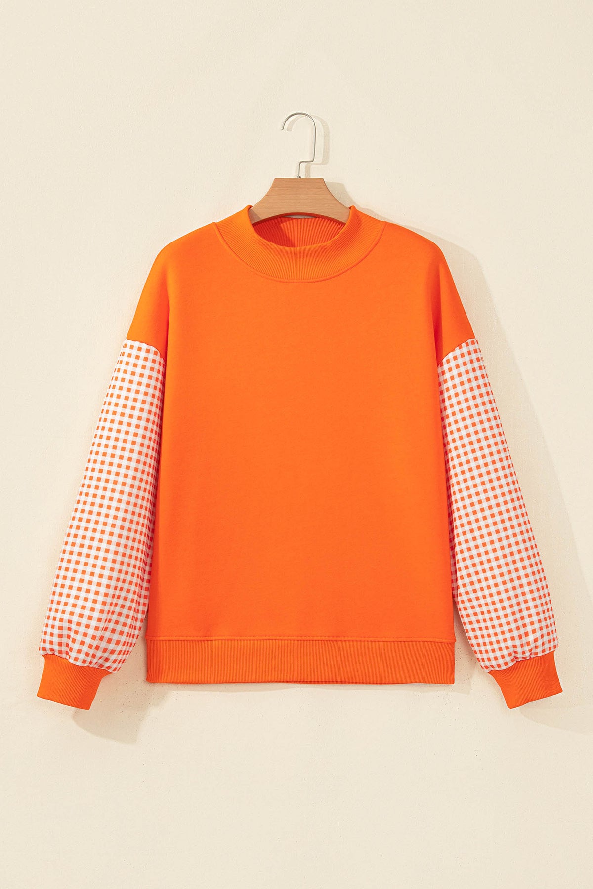 Plaid Sleeve Loose Tunic Sweatshirt