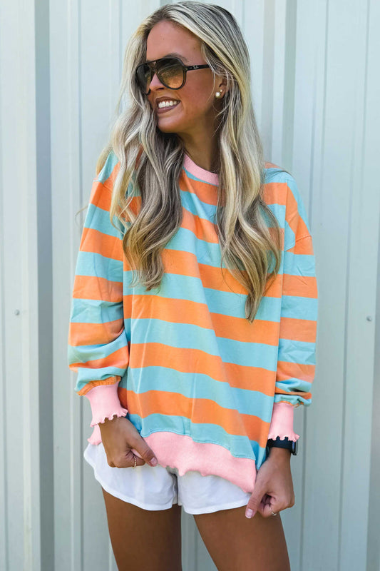 Orange Stripe Long Sleeve Top