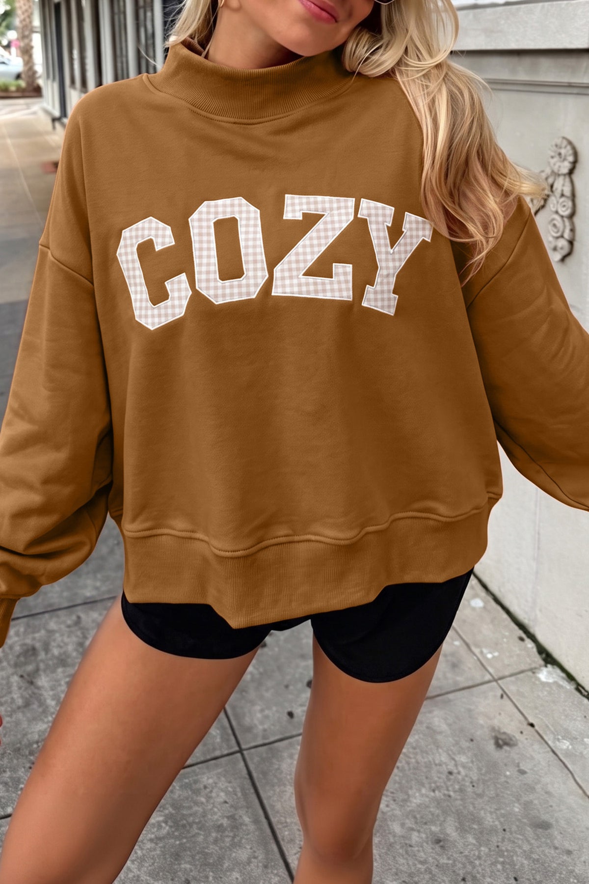 Embroidered Long Sleeve Pullover Sweatshirt