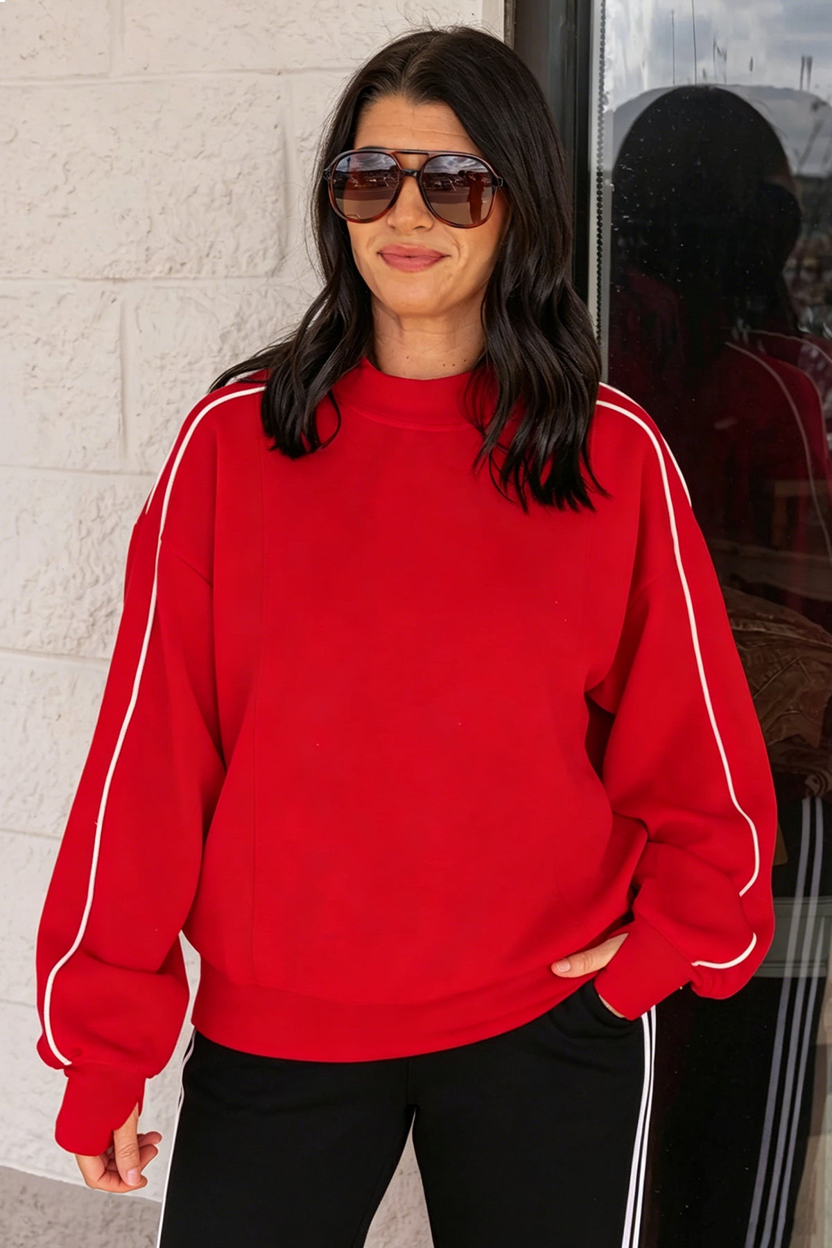 Red Long Sleeve Regular Fit Sweatshirt