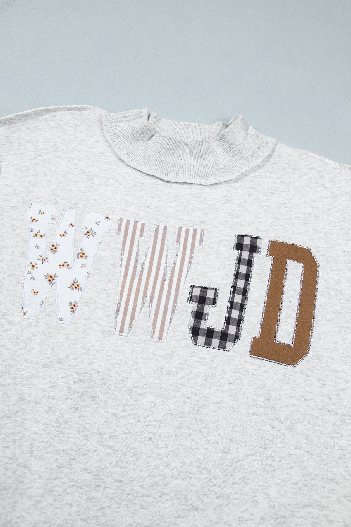 WWJD Embroidered Mock Neck Sweatshirt