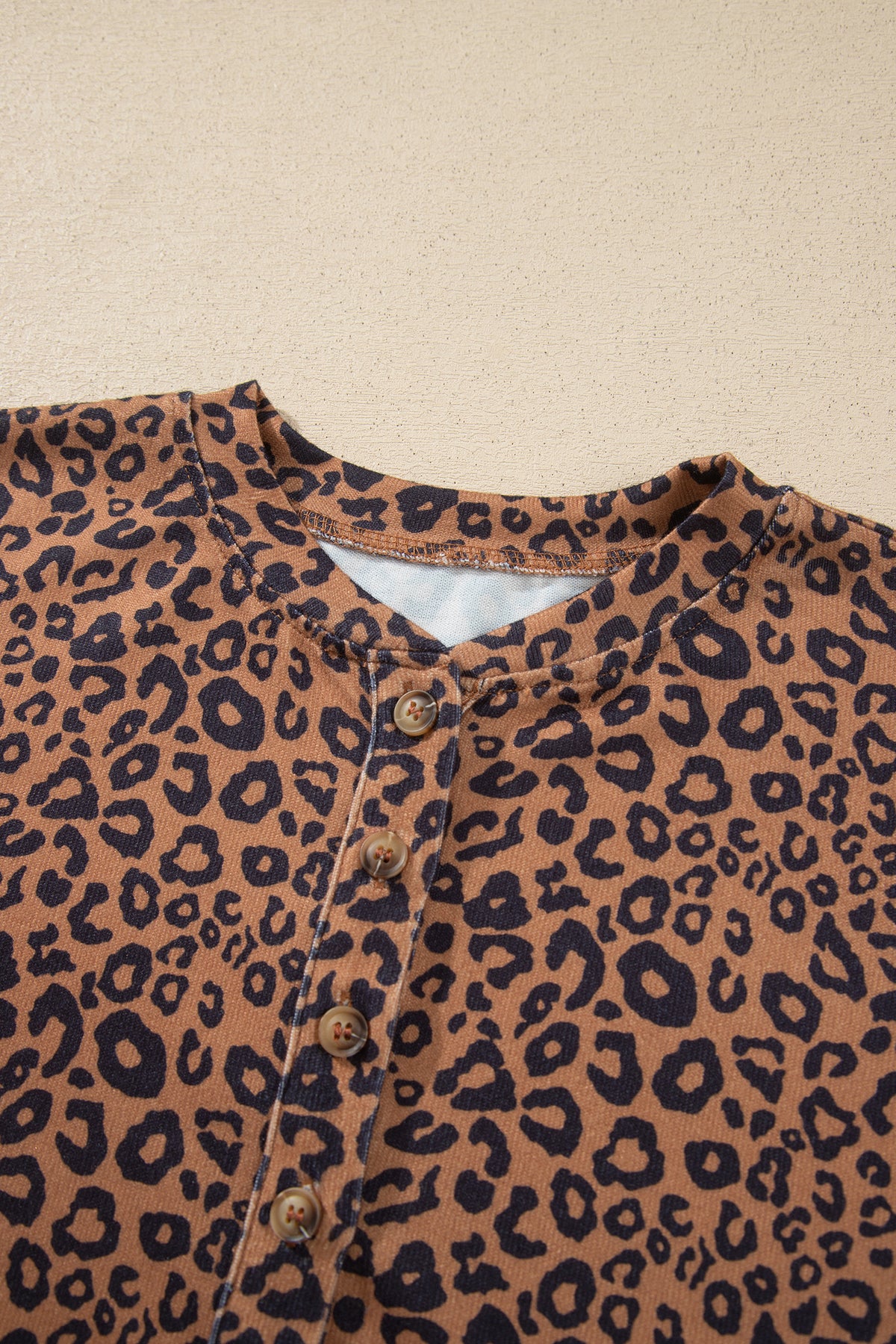Leopard Print Henley Top w/Shorts Set