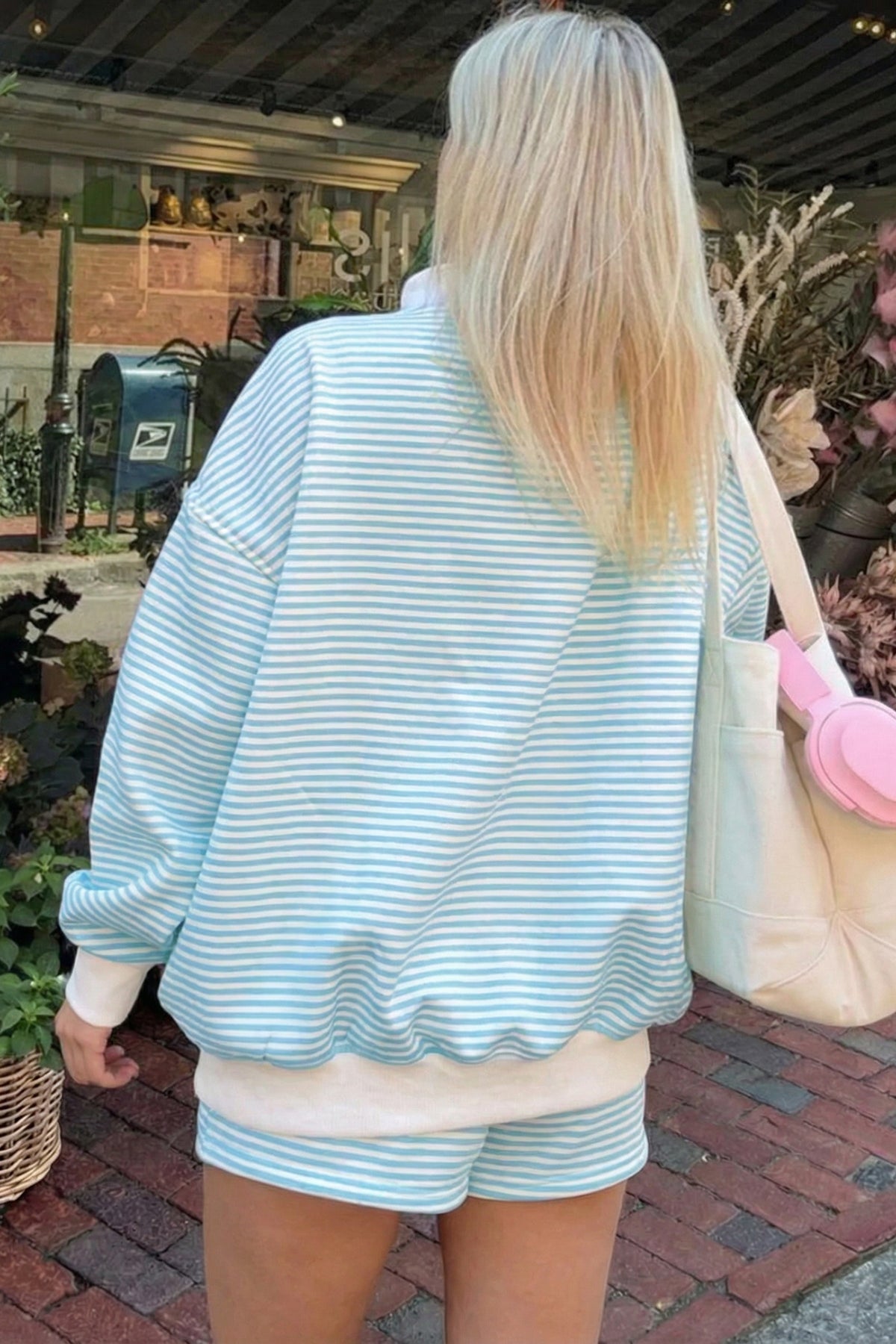 Mock Neck Sweatshirt and Shorts Set