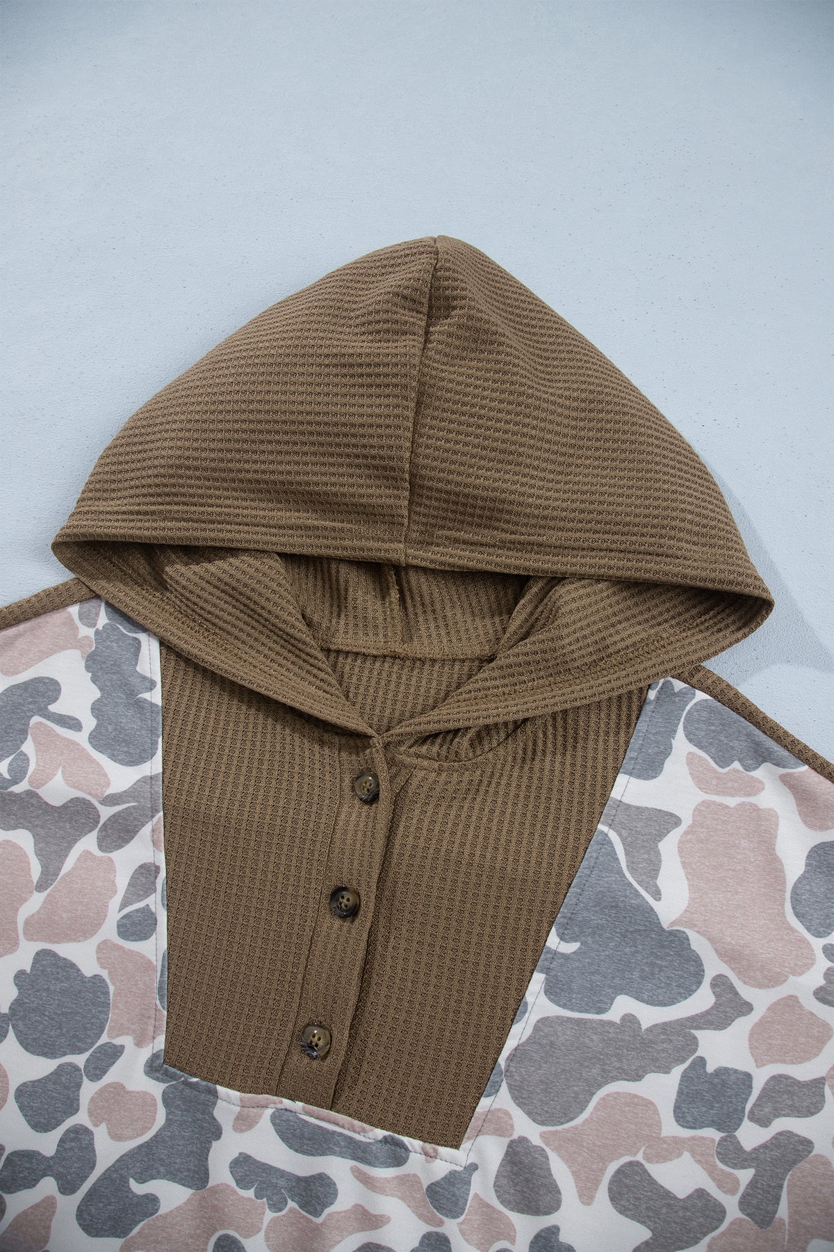 Camouflage Waffle Knit Plus Size Hoodie