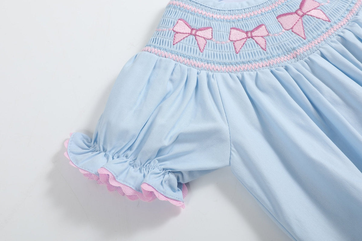 Pink Bow Smocked Romper
