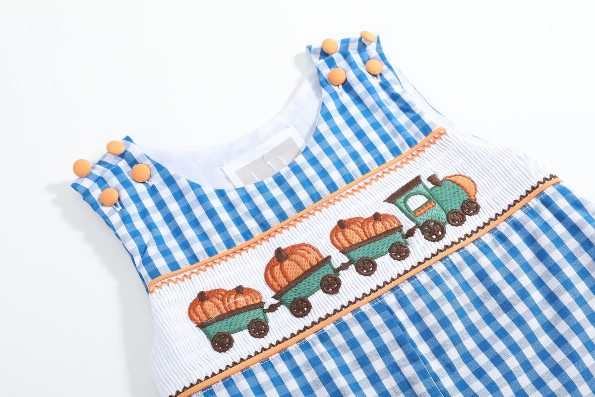 Pumpkin Train Smocked Longalls