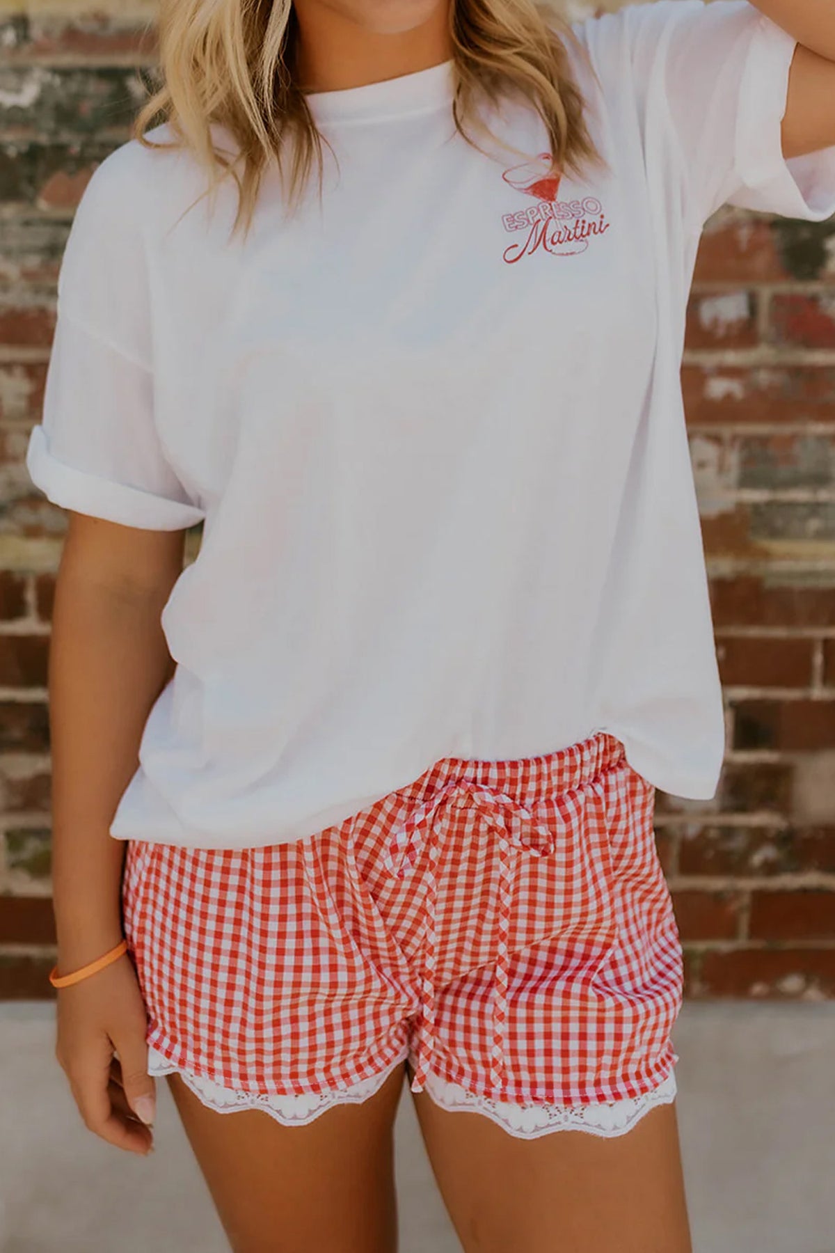 Plaid Tie Hem Casual Shorts