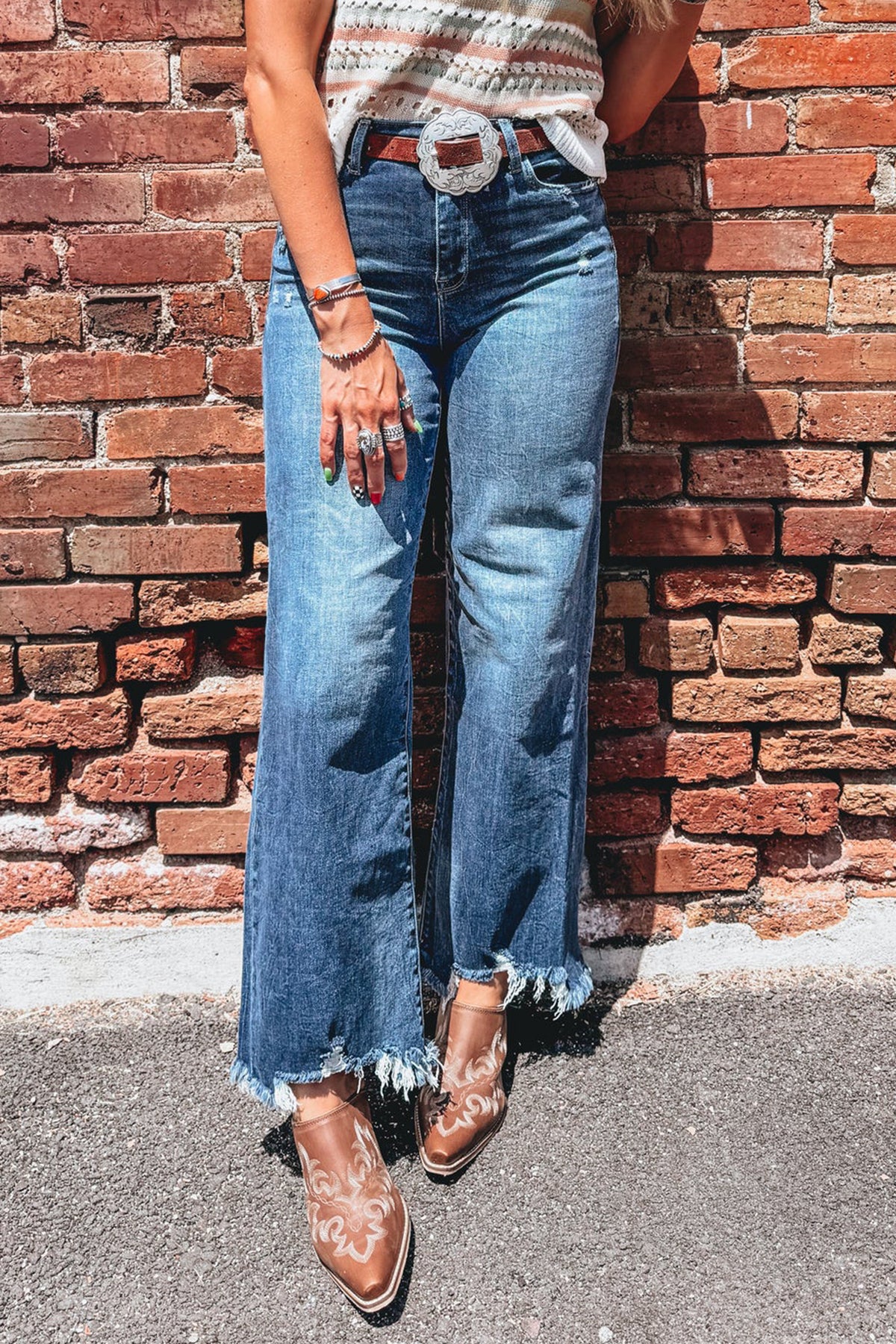 Ashleigh Blue High Waist Frayed Flare Jeans