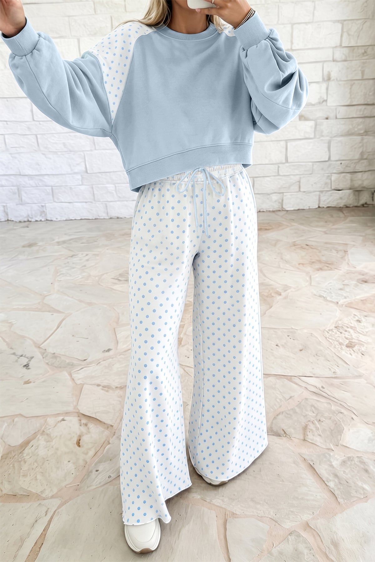 Polka Dot Long Sleeve Pants Set