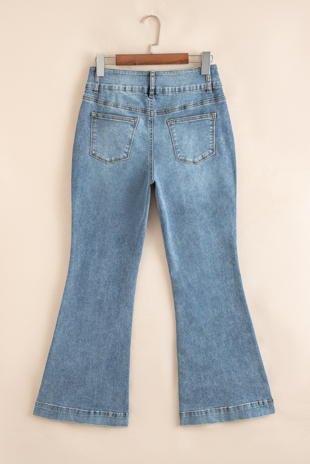 Button High Waist Bootcut Jeans