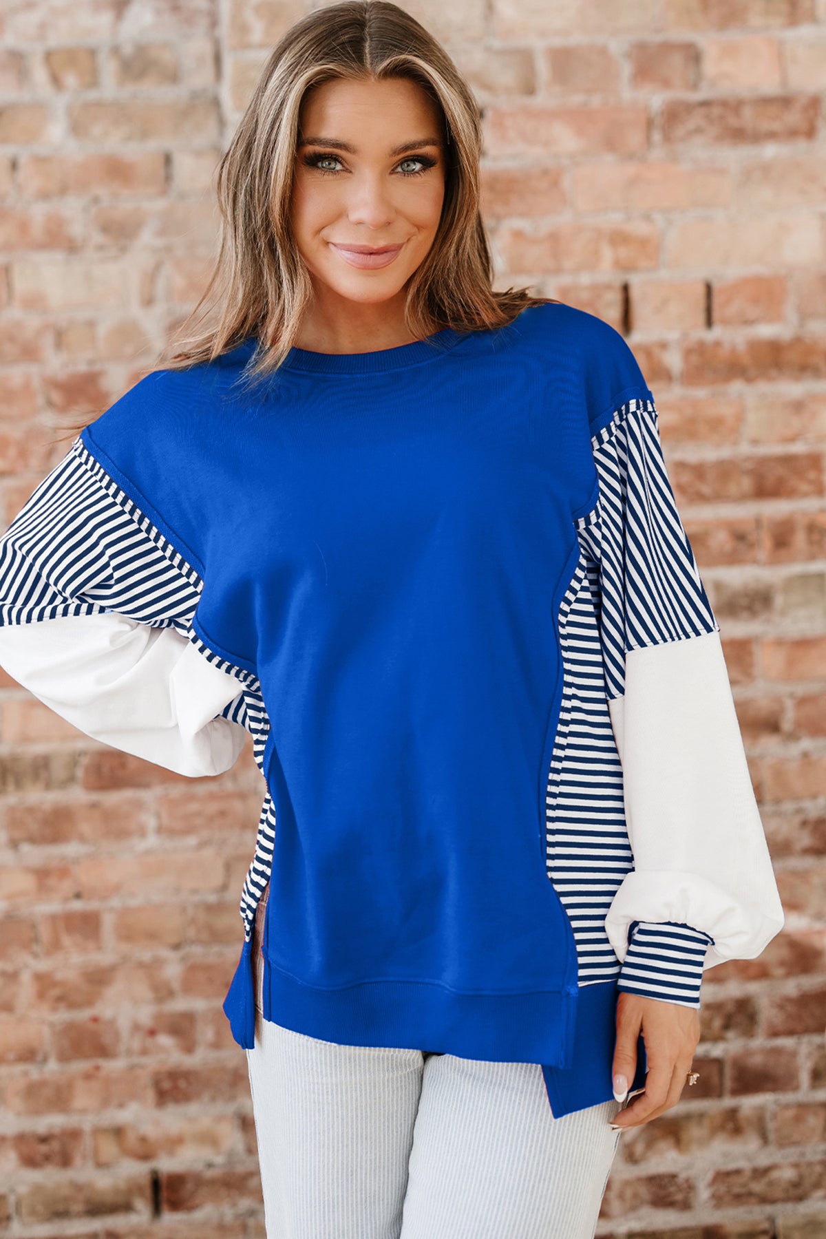 Striped Patchwork Sweatshirt