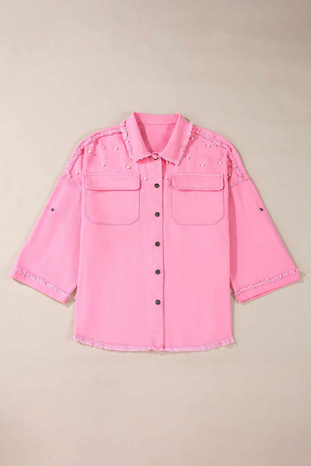 Bonbon Pearl Beaded Denim Jacket