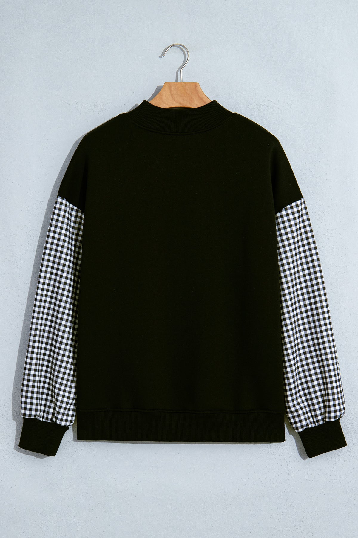 Plaid Sleeve Loose Tunic Sweatshirt