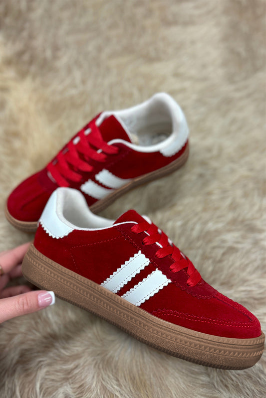 Red Vintage Striped Flat Shoes