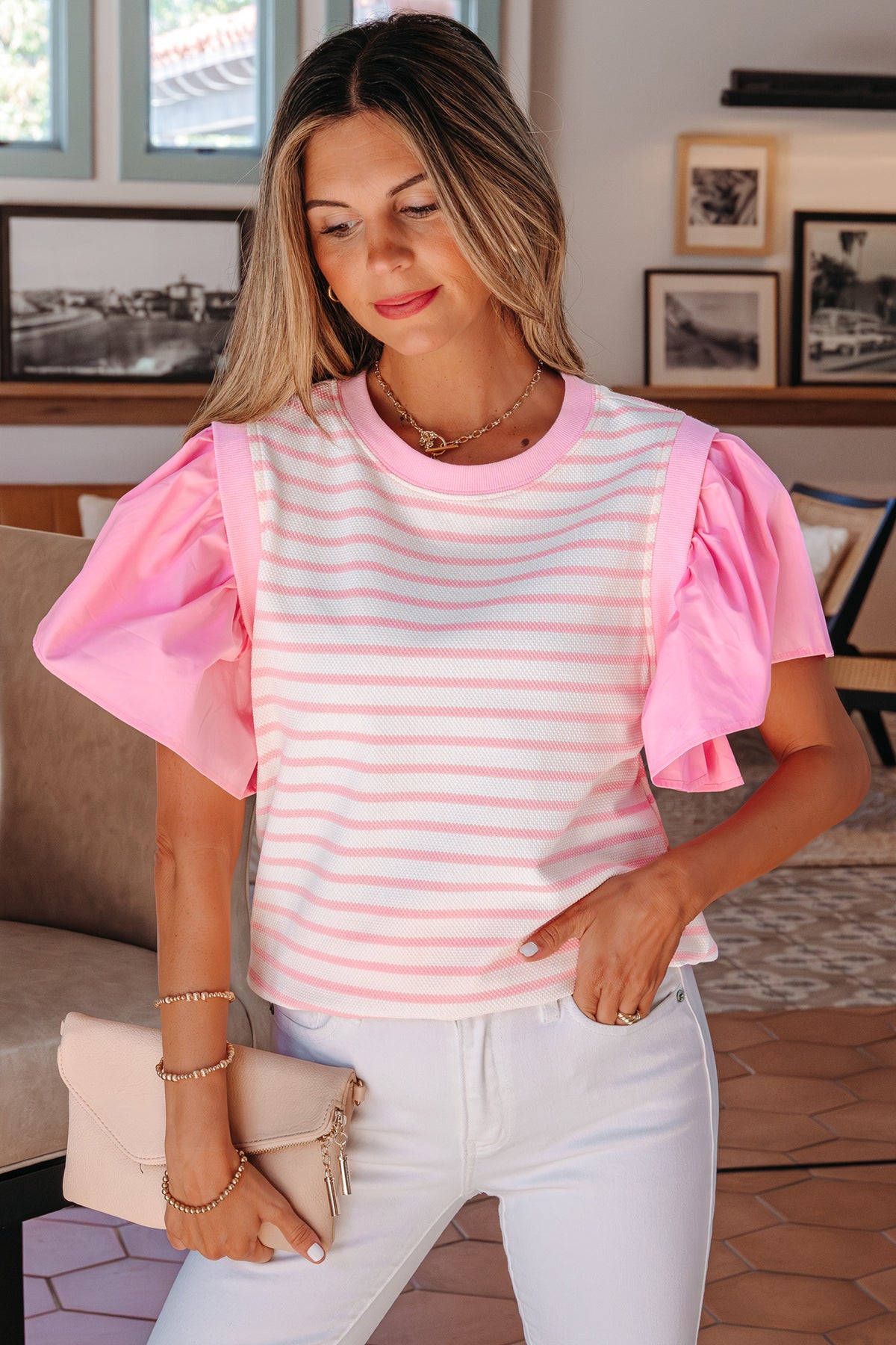 Ruffled Short Sleeve Blouse